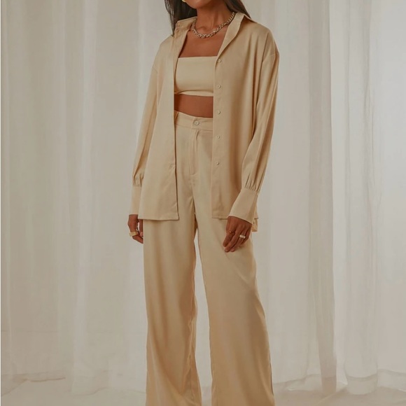 Peppermayo NWT oversized Monet satin shirt AND Milano pants, size 4 - Picture 2 of 6